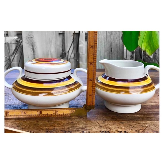 Mid Century Modern Vintage Sugar Bowl Creamer Set - Picture 6 of 7